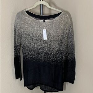 White House Black Market Black and Cream Top
